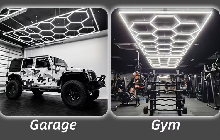 Hexagon Garage Ceiling Light Cold Light garage lights DIY hexagon LED lights hex lights garage Tube AC85-265V Hexagonal Garage Honeycomb lights for Garage Basement Warehouse Auto Beauty Shop Car Detailing Gym Basement Hair S