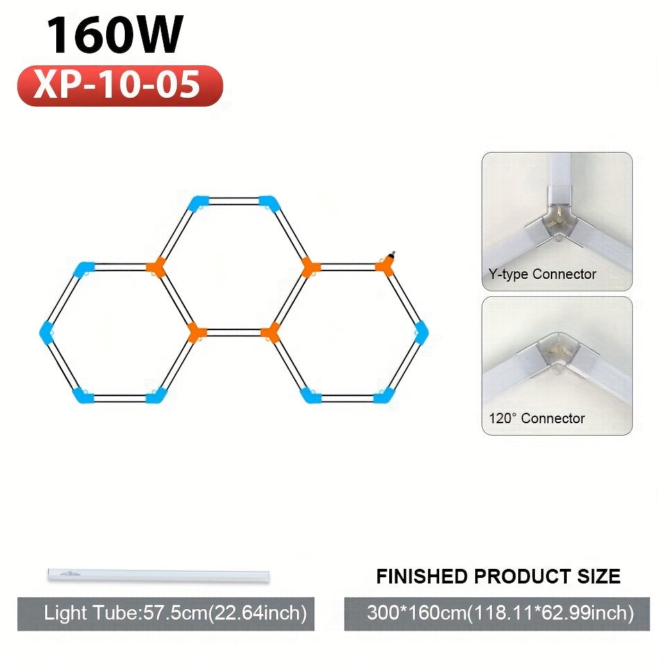 Hexagon Garage Ceiling Light Cold Light garage lights DIY hexagon LED lights hex lights garage Tube AC85-265V Hexagonal Garage Honeycomb lights for Garage Basement Warehouse Auto Beauty Shop Car Detailing Gym Basement Hair S