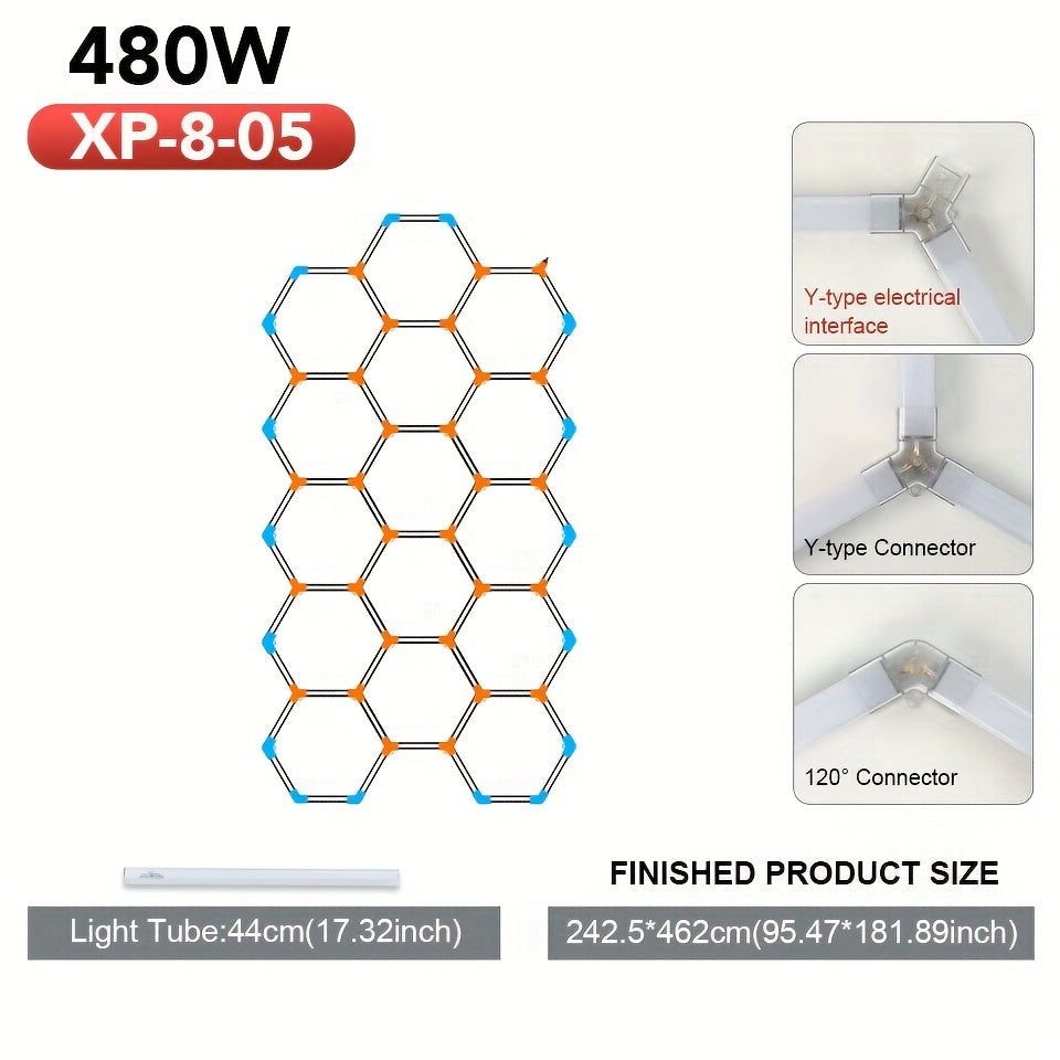 Hexagon Garage Ceiling Light Cold Light garage lights DIY hexagon LED lights hex lights garage Tube AC85-265V Hexagonal Garage Honeycomb lights for Garage Basement Warehouse Auto Beauty Shop Car Detailing Gym Basement Hair S