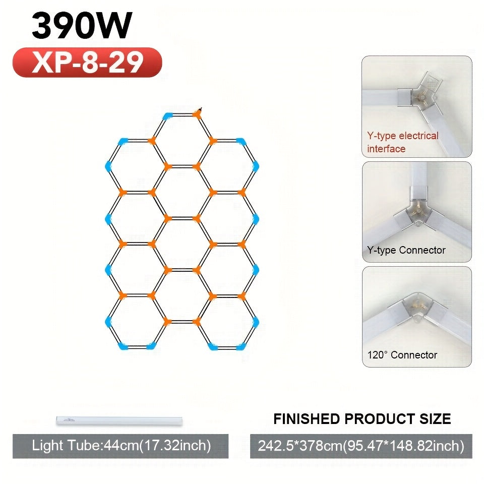Hexagon Garage Ceiling Light Cold Light garage lights DIY hexagon LED lights hex lights garage Tube AC85-265V Hexagonal Garage Honeycomb lights for Garage Basement Warehouse Auto Beauty Shop Car Detailing Gym Basement Hair S