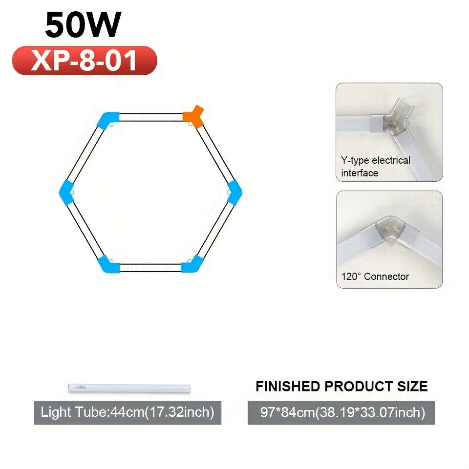 Hexagon Garage Ceiling Light Cold Light garage lights DIY hexagon LED lights hex lights garage Tube AC85-265V Hexagonal Garage Honeycomb lights for Garage Basement Warehouse Auto Beauty Shop Car Detailing Gym Basement Hair S