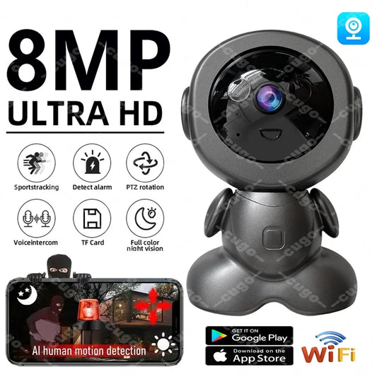 Security Camera 8MP Wifi Surveillance Robot Camera PTZ Security Baby Monitor Two Way Audio Night Vision  AI Smart Tracking Home IP Cameras