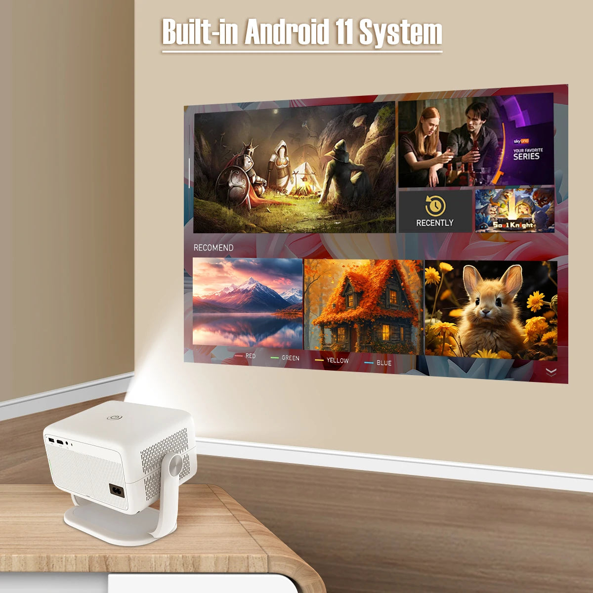 Magcubic 4K L018 Projector 650ANSI Native 1080P Auto Focus & Keystone 360° Rotate Android 11 BT 5.2 WIFI6 Portable Home Theatre