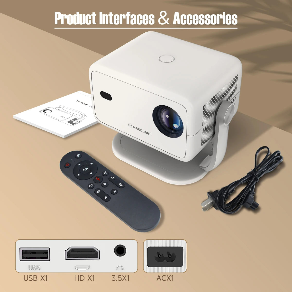 Magcubic 4K L018 Projector 650ANSI Native 1080P Auto Focus & Keystone 360° Rotate Android 11 BT 5.2 WIFI6 Portable Home Theatre