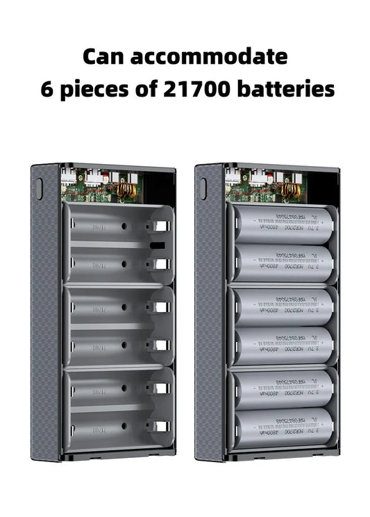 PD100W Fast Charging Power Bank DIY Kit 20V 5A 6x 21700 Battery Pack Portable No Soldering Easy Assemble