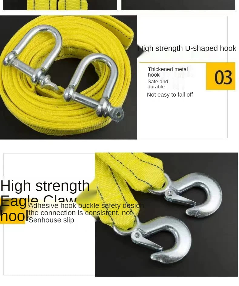 5 Tones Tow Rope Strap Bar Off Road Accessories Loop Hook Car Trailer