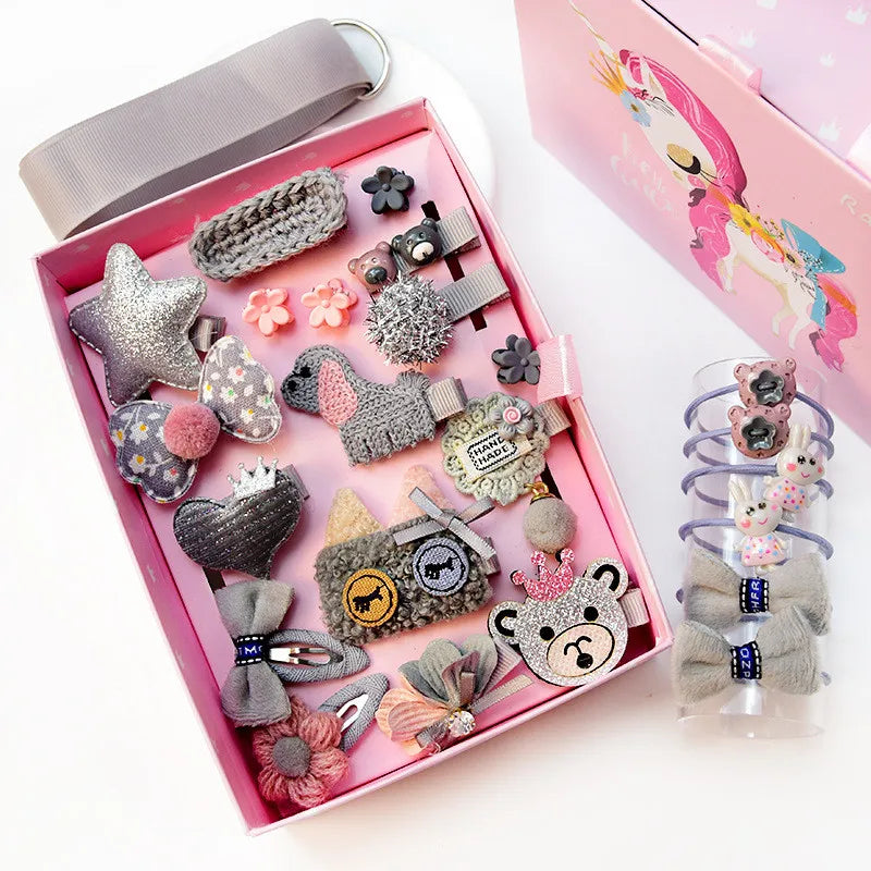 24pcs/Set Baby Hair Clips Cartoon Baby Headband Cute Bow Flower Children Hairpin Barrettes Headwear Baby Hair Accessories NO BOX