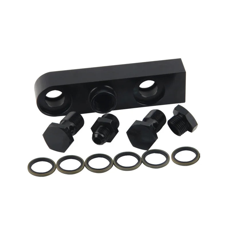 AN6 8 10 Billet Aluminium Assembly 2 in 1 inlet bracket for external Dual Twin Fuel Pumps