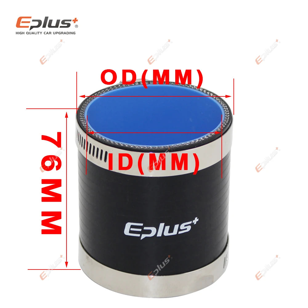 EPLUS Universal Silicone Tubing Hose Straight Intercooler Turbo Intake Pipe Coupler Black Length 76mm Multi Size