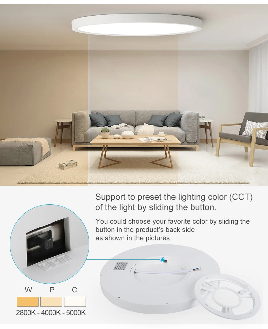 Modern LED Ceiling Light Wood Grain Golden One Light with 3 Colours