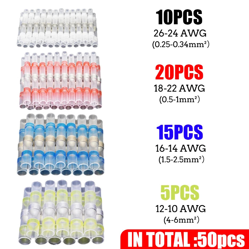 Box-Packed Thermal Shrinkage Electrical Car Wire Connector Solder Extrusion Terminals Block Cable Solder Sleeve
