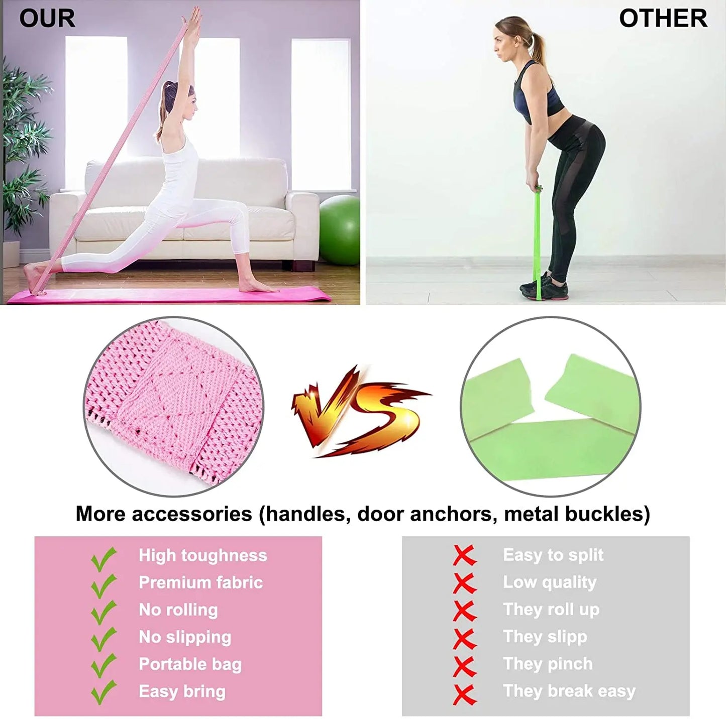 Long Resistance Bands Elastic Bands for Pull Up Assist Stretching Training