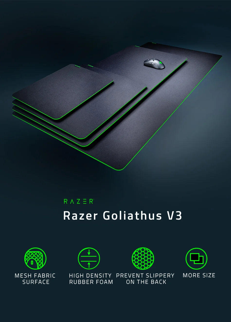 Razer Goliathus V3 Gaming Mouse Pad with Anti - slip Design, Fabric Surface for E - sports and PC Games
