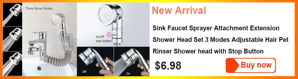 Shower Head High Pressure Water Saving with On/Off Switch Stop Button Ionic Mineral Anion 3 Modes