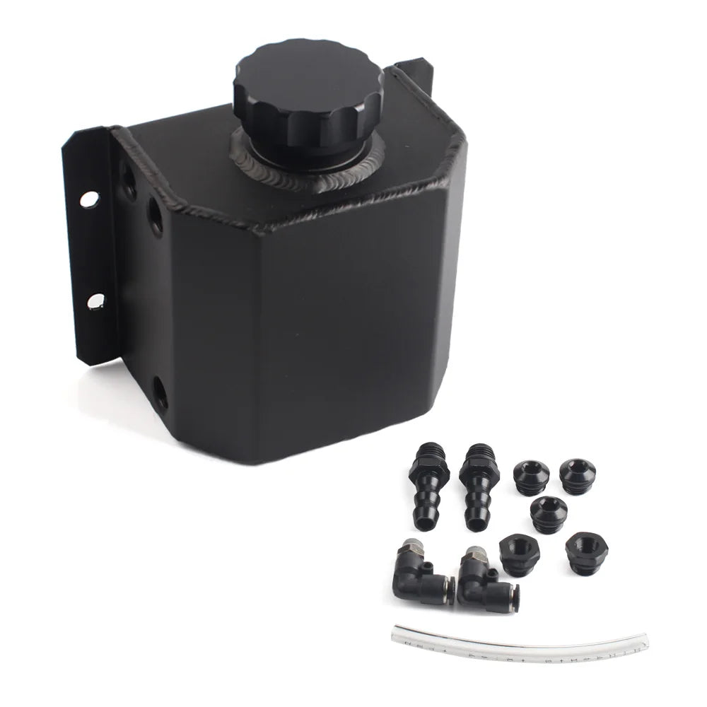 Hight Quality 1L Aluminium Oil Catch Can Reservoir Tank With Drain Plug Breather Oil Tank Fuel Tank Universal style