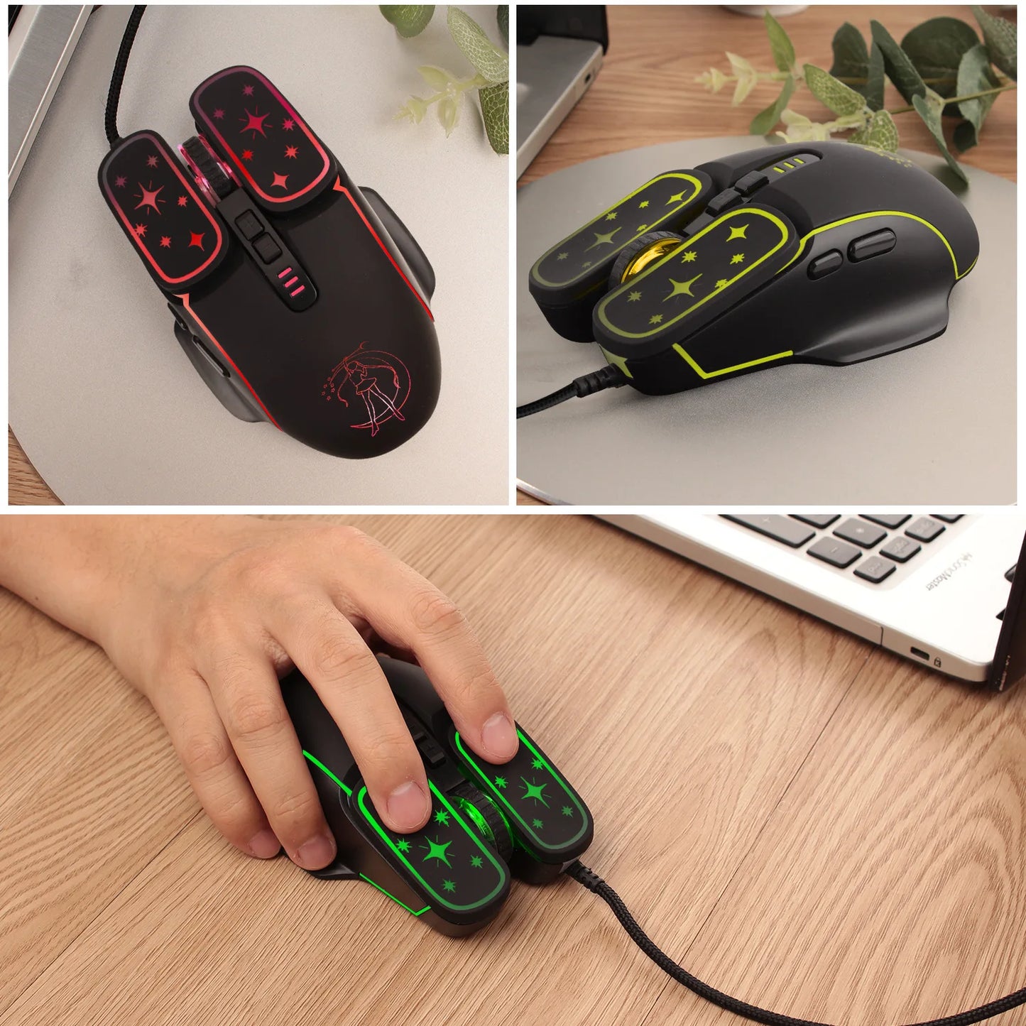 USB Gaming Mouse RGB Backlit Ergonomic Game Mice 7D Esports Wired Mouse for Laptop PC Gamer