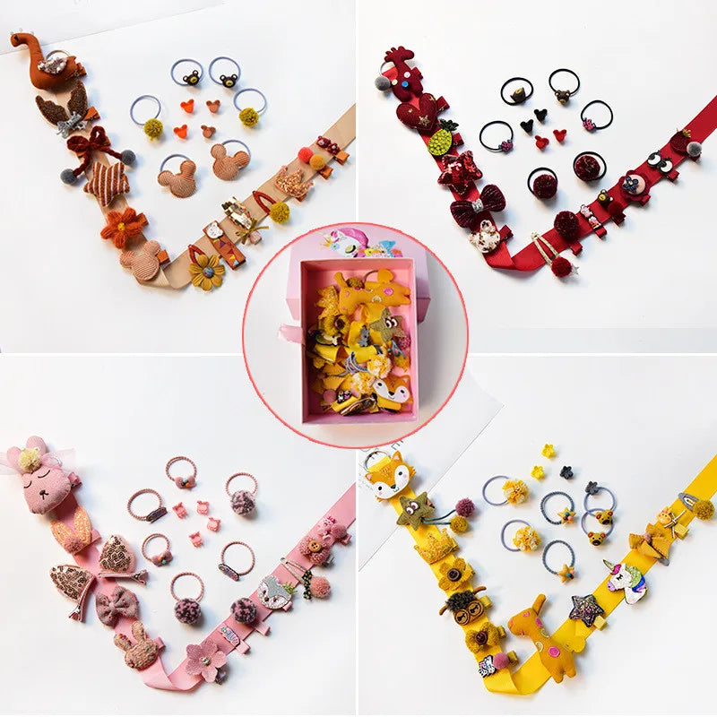 24pcs/Set Baby Hair Clips Cartoon Baby Headband Cute Bow Flower Children Hairpin Barrettes Headwear Baby Hair Accessories NO BOX