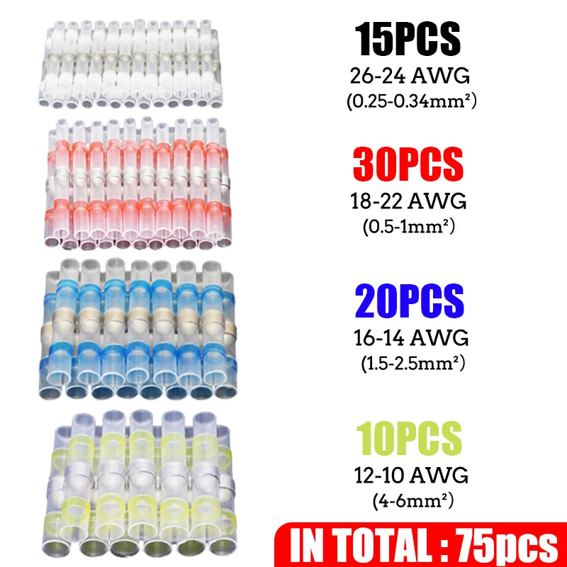 Box-Packed Thermal Shrinkage Electrical Car Wire Connector Solder Extrusion Terminals Block Cable Solder Sleeve