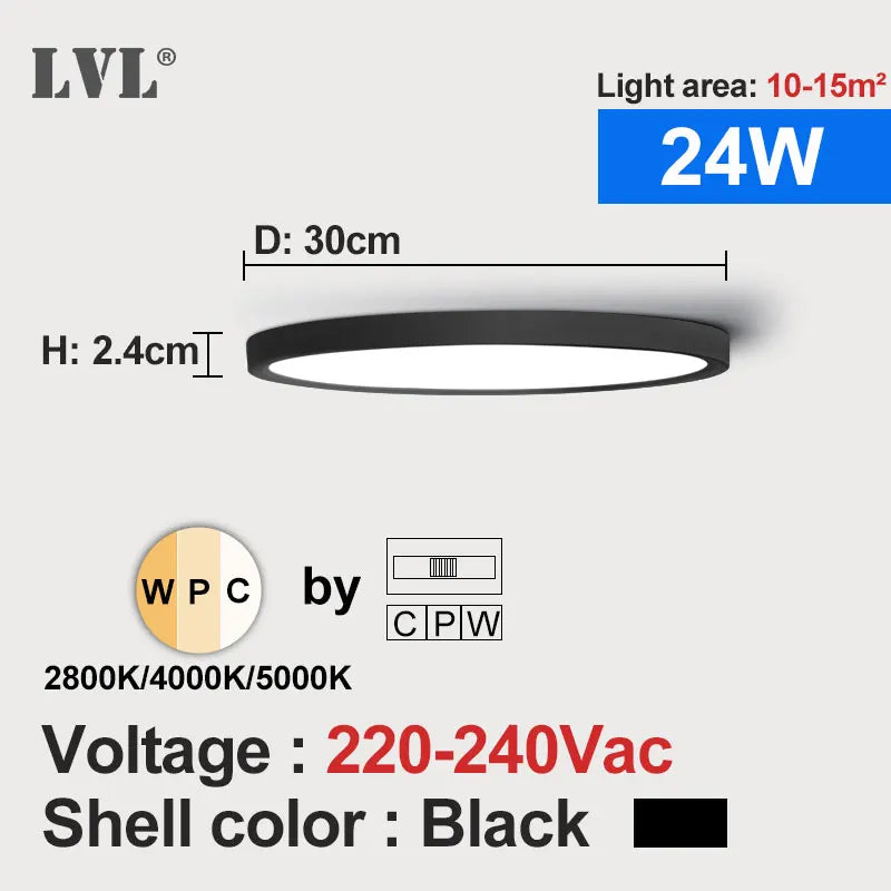 Modern LED Ceiling Light Wood Grain Golden One Light with 3 Colours