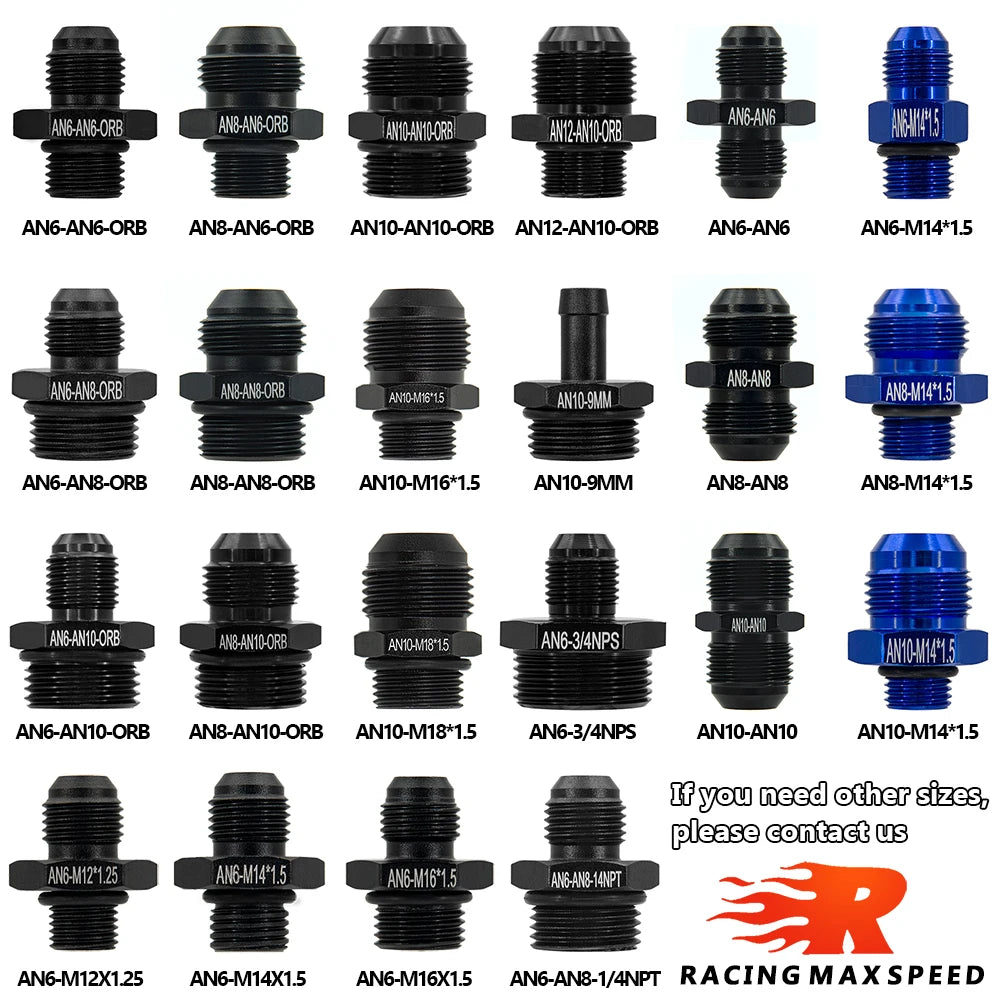 1Pcs Aluminum Alloy AN6/AN8/AN10/AN12 to AN/M14/M16/M18x1.5 Metric Fuel Hose Adapter Pipe Thread Fitting for Oil Cooler System