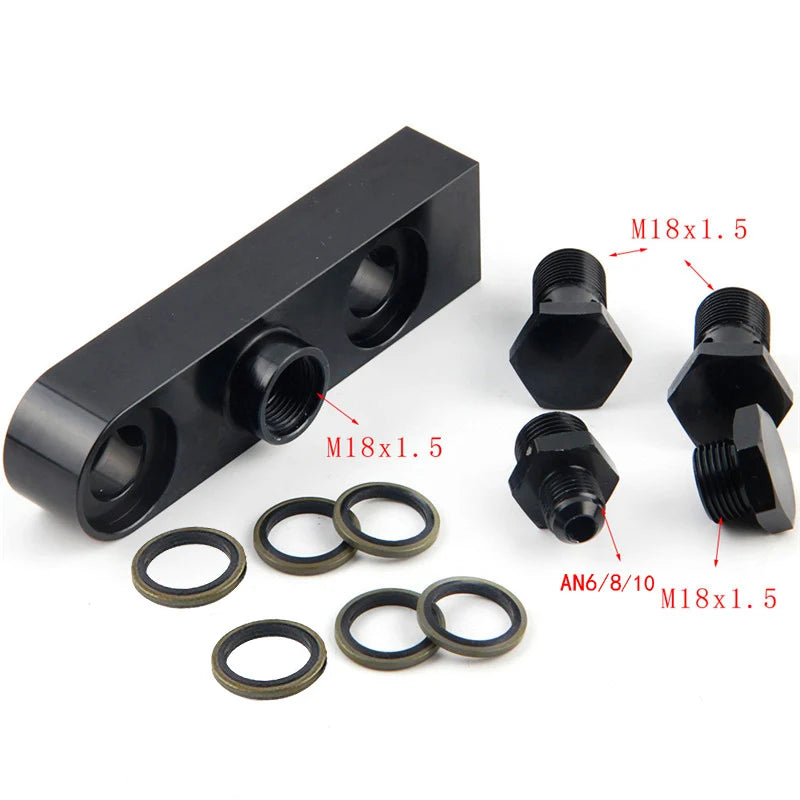 AN6 8 10 Billet Aluminium Assembly 2 in 1 inlet bracket for external Dual Twin Fuel Pumps