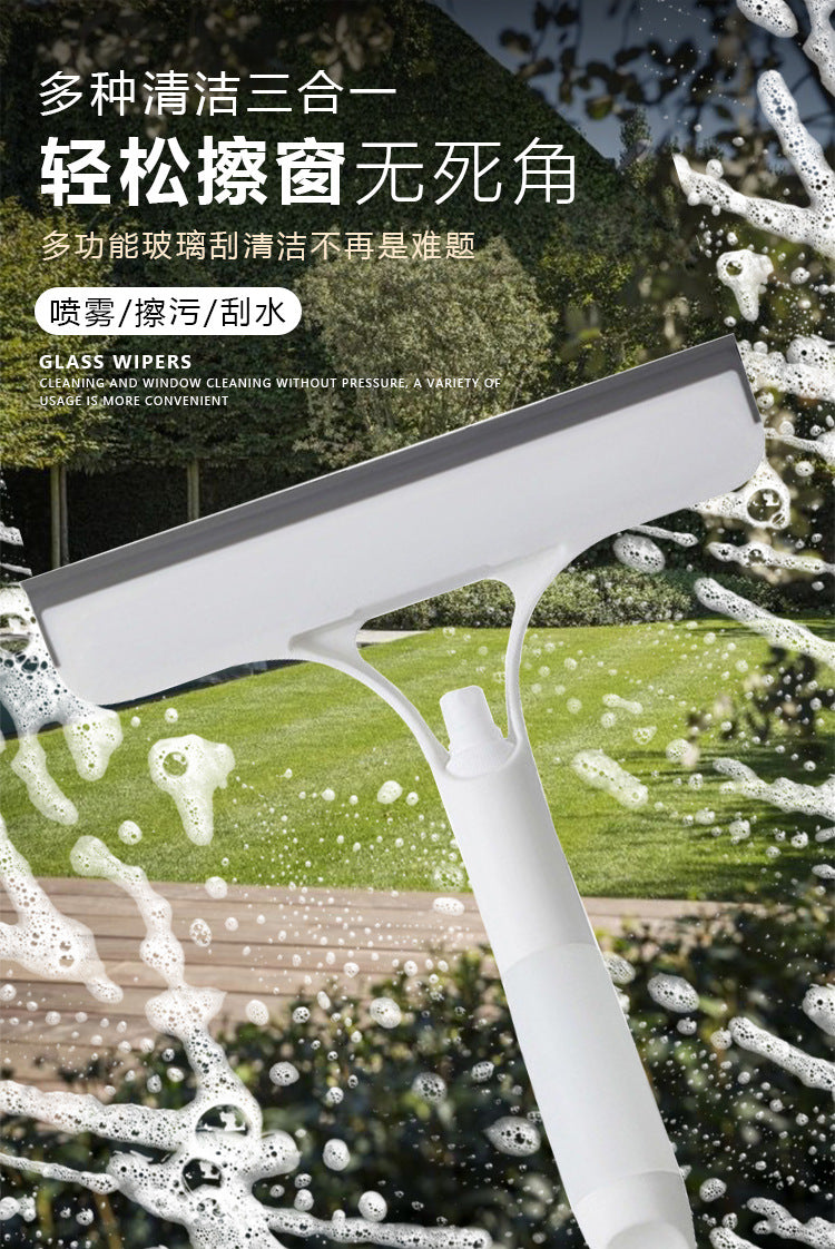 Glass Wiper with Watering Can Glass Cleaning Tool 3-In-1 Mirrors Glass Scraper