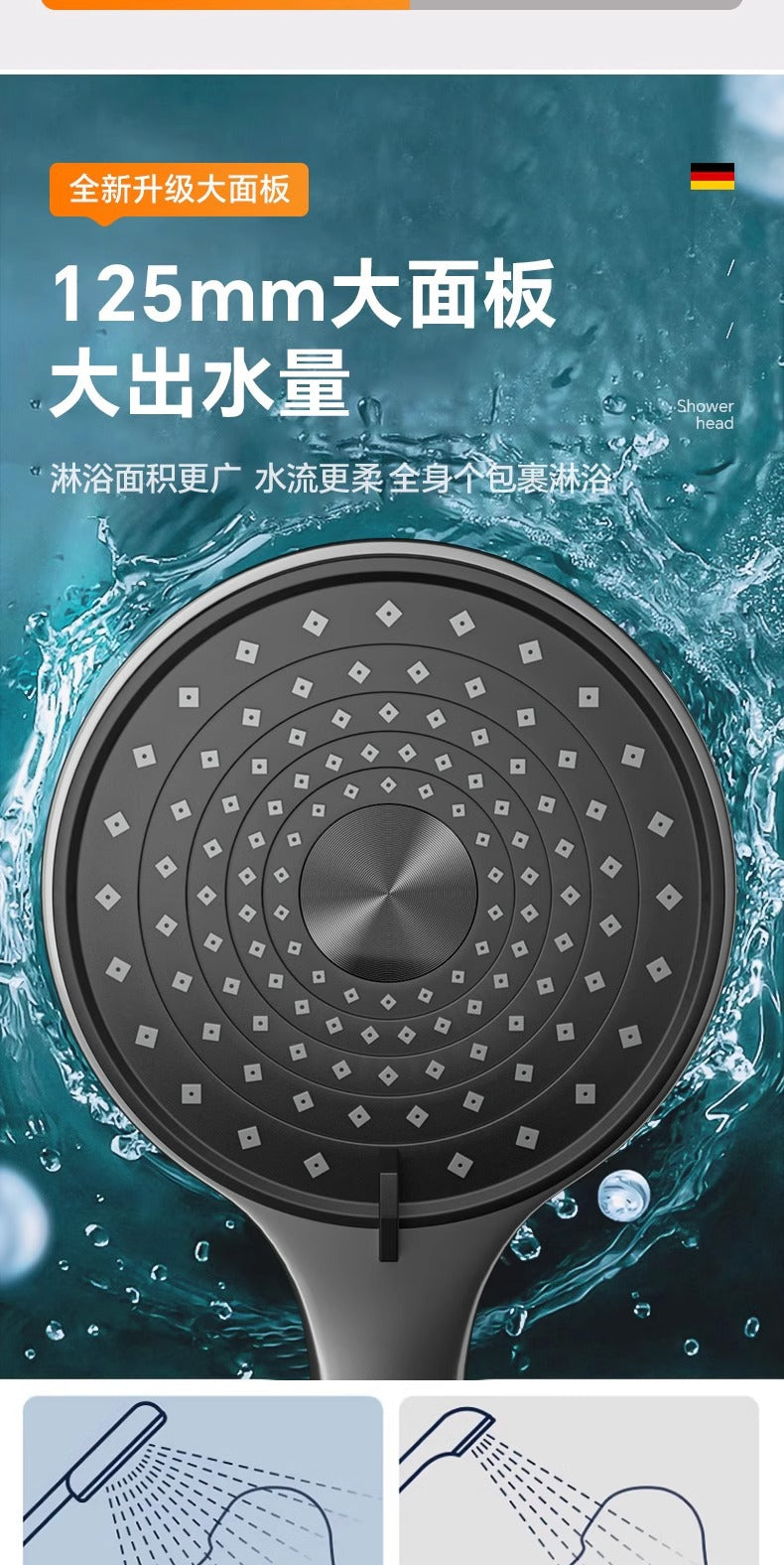 10 Inches Supercharge Shower Head Set 3 Modes High Pressure Rainfall Bathroom Shower ﻿