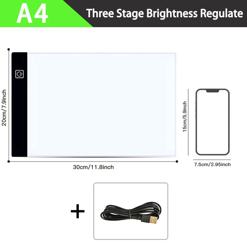 LED Drawing Copy Board Pad 3 Level Dimmable A3/A4/A5 Size Drawing Tablets For Animation Painting Art Design