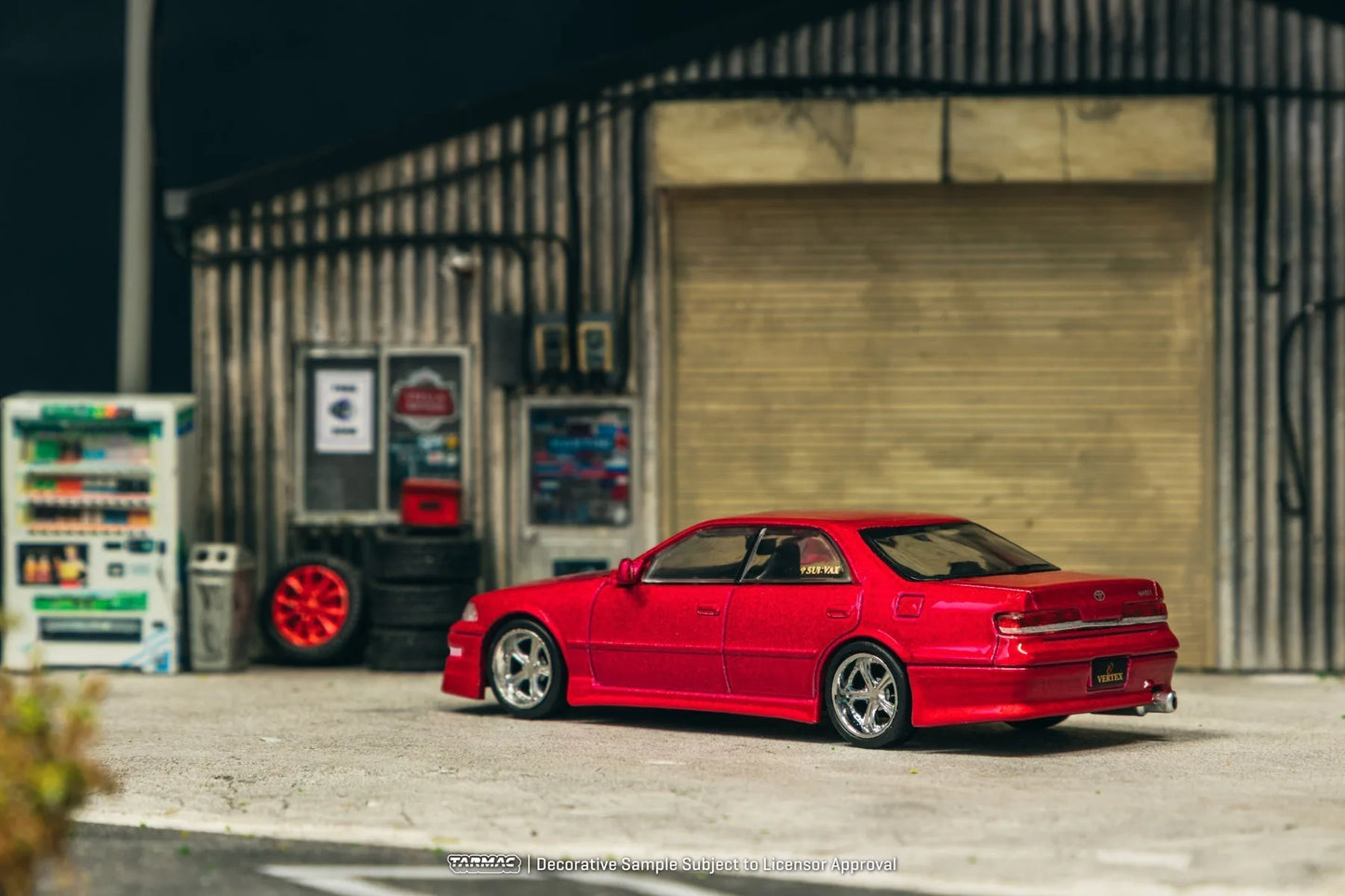 PreSale TW 1:64 VERTEX Toyota Mark II JZX100 Red Metallic Diecast Car Model Collection Toys Tarmac Works