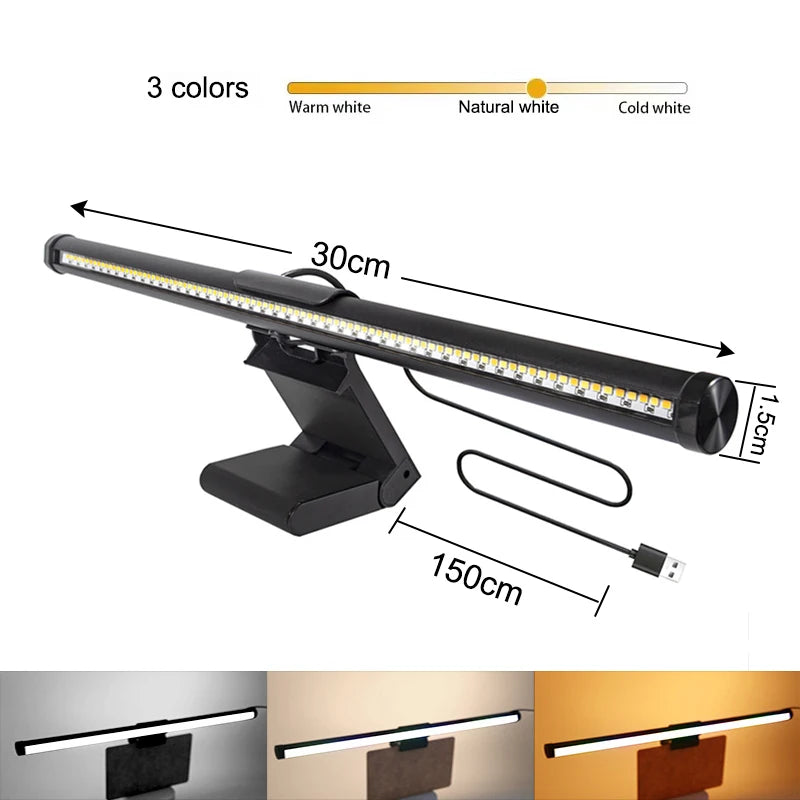 LED Desk Lamp Monitor Light Bar Eye-Care Stepless Dimming Lighting
