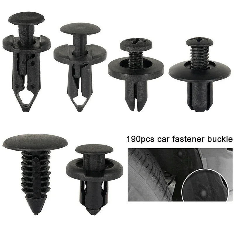 190-Piece Car Trim Fasteners Set – 6 Sizes ABS Plastic Push Rivets for Door Panels, Bumpers & Interior