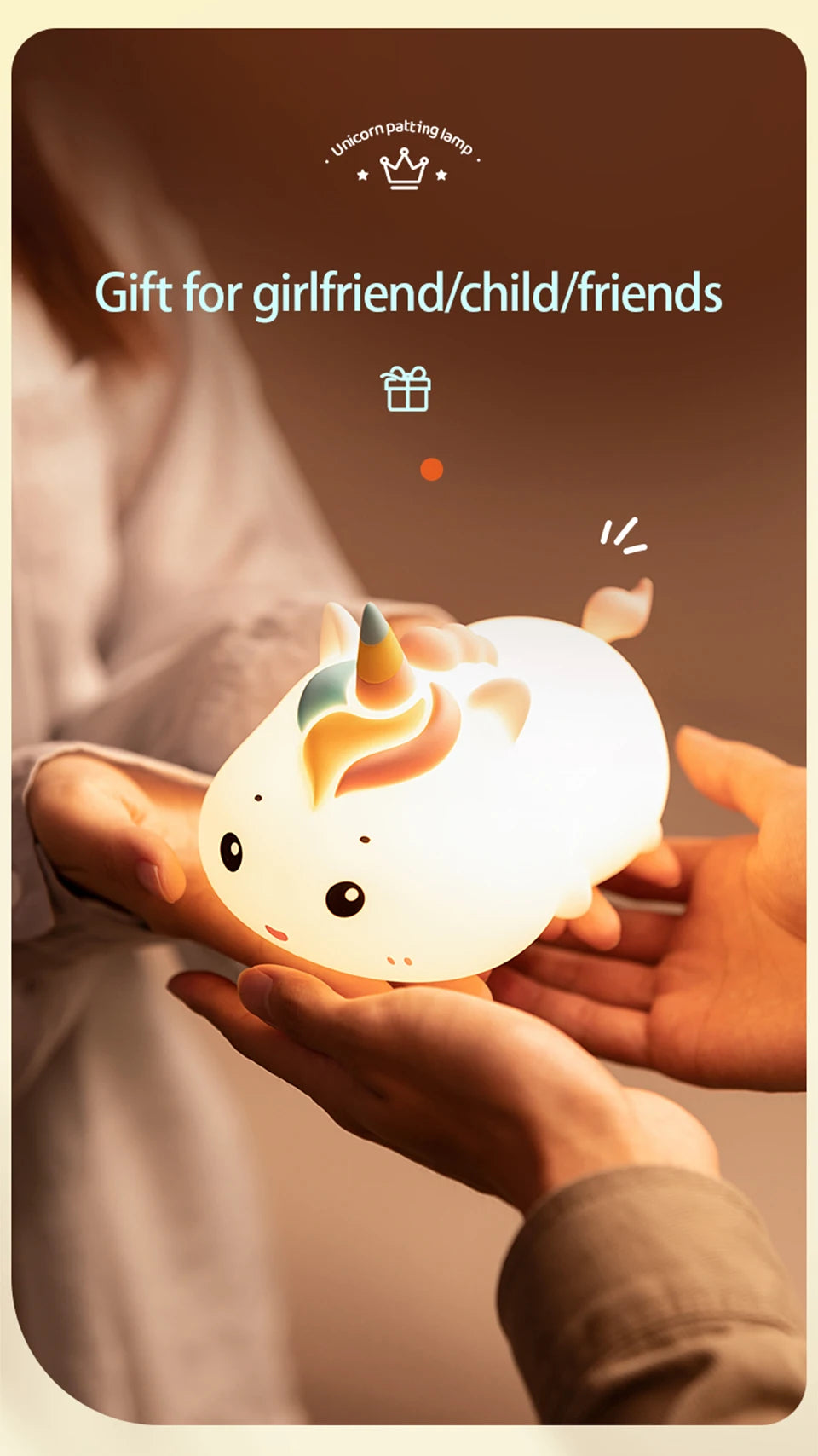 Rechargeable Silicone Patting Lamp Unicorn LED Night Lamp with Remote Control