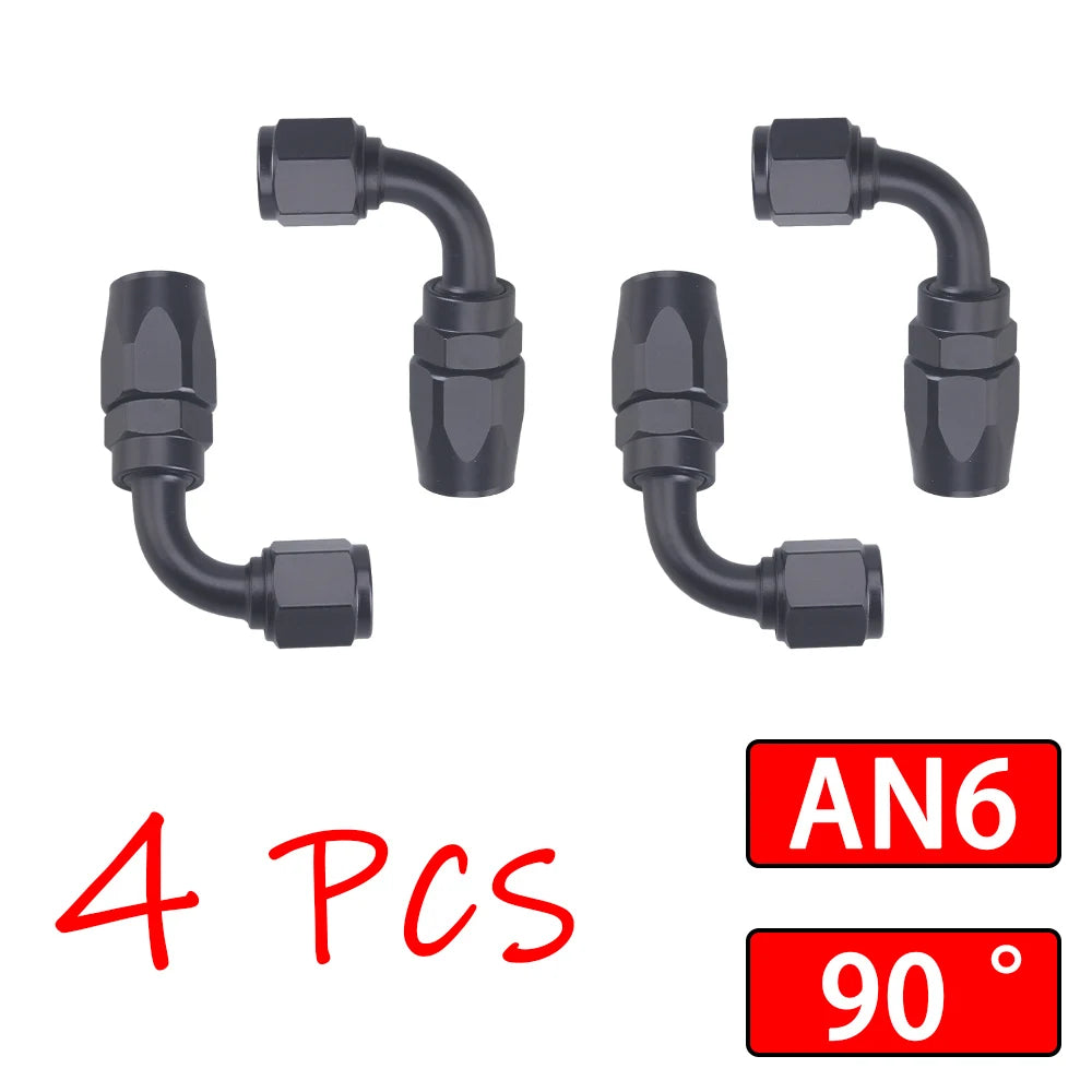 4Pcs Universal AN4 AN6 AN8 AN10 AN12 Straight 45° 90° 120° 180° Degree Oil Fuel Swivel Hose End Fitting Oil Hose End Adaptor Kit
