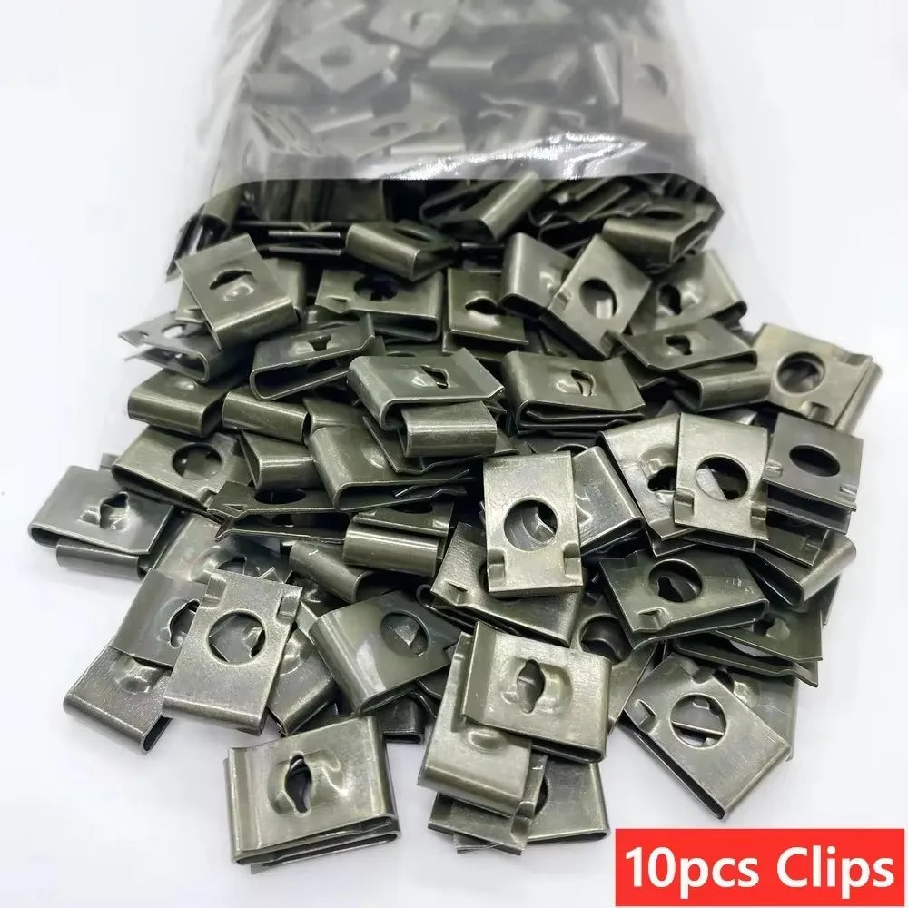 100Pcs-10Pc Mixed Car Metal Screw Fastener Clip U-Type Clip Anti-rust Protection