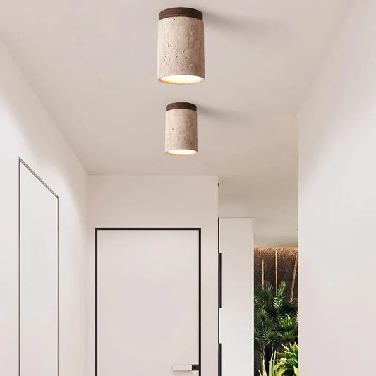 Modern Stone Travertine Ceiling Lamp Bedroom Corridor Flush Mounted