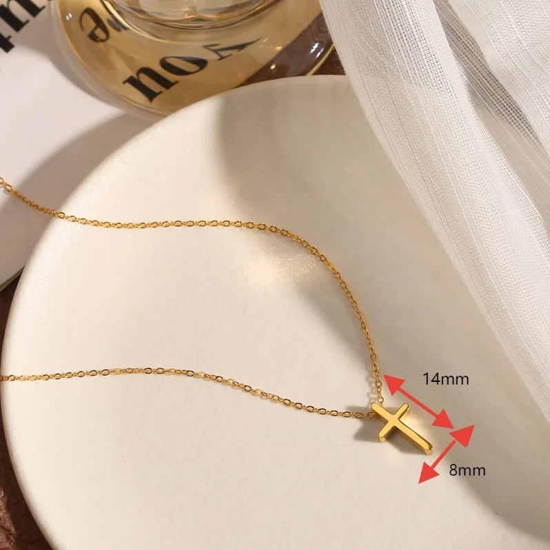 Stainless Steel Cross Necklac Gold Color Necklace for Women Men Exquisite Chain Necklaces Birthday Present Jewelry Accessories