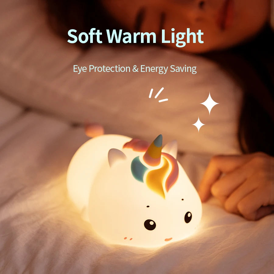 Rechargeable Silicone Patting Lamp Unicorn LED Night Lamp with Remote Control