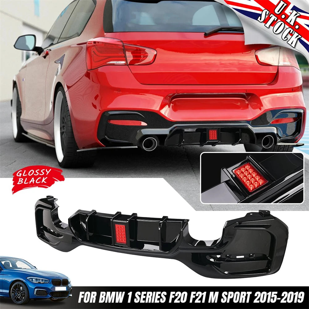 BMW Rear Bumper Lip Diffuser With LED Rear Spoiler For BMW 1er M Sport F20 F21 M135i M140i Fits BMW BMW E92 E93 335I Accessories HOT
