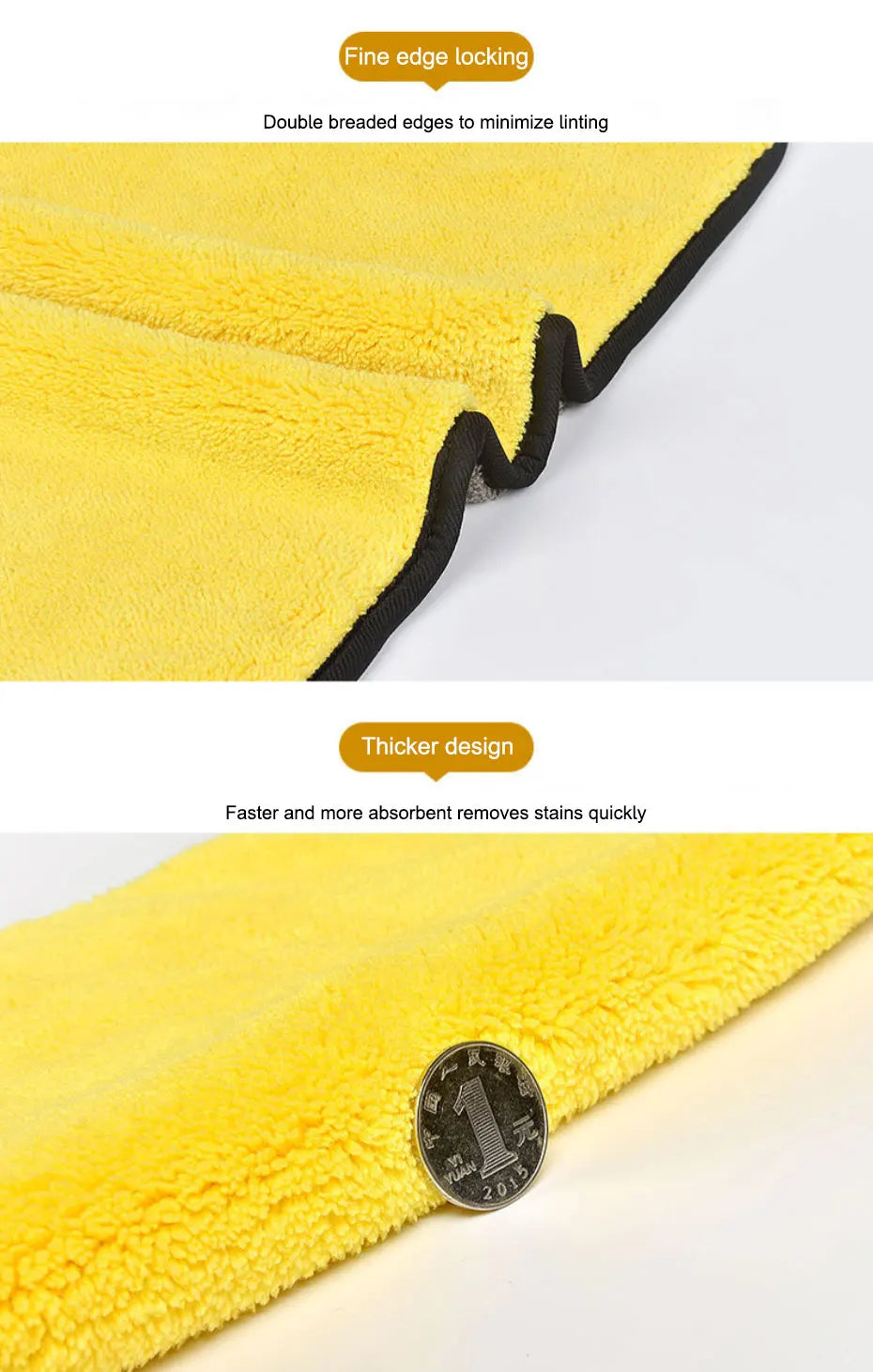 SEAMETAL Microfiber Car Washing Towel 400GSM Double-Sided Coral Velvet