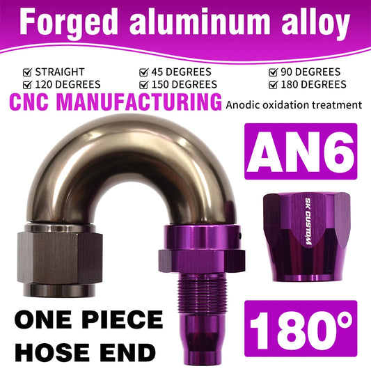 AN6 One Piece Hose End Forged Aluminum Alloy Swivel Fuel Fitting Adapter Str0° 45° 90° 120° 150° 180°