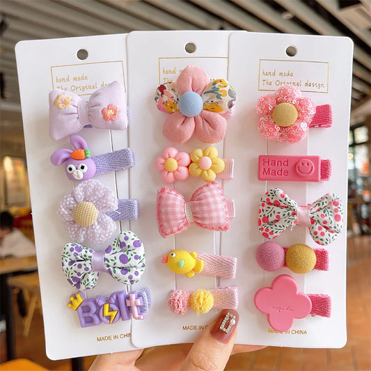 1Set Girls Cute Candy Bowknot Flower Barrettes Girls Baby Hair Clip Hairpins Headband For Children Kids Hair Accessories New