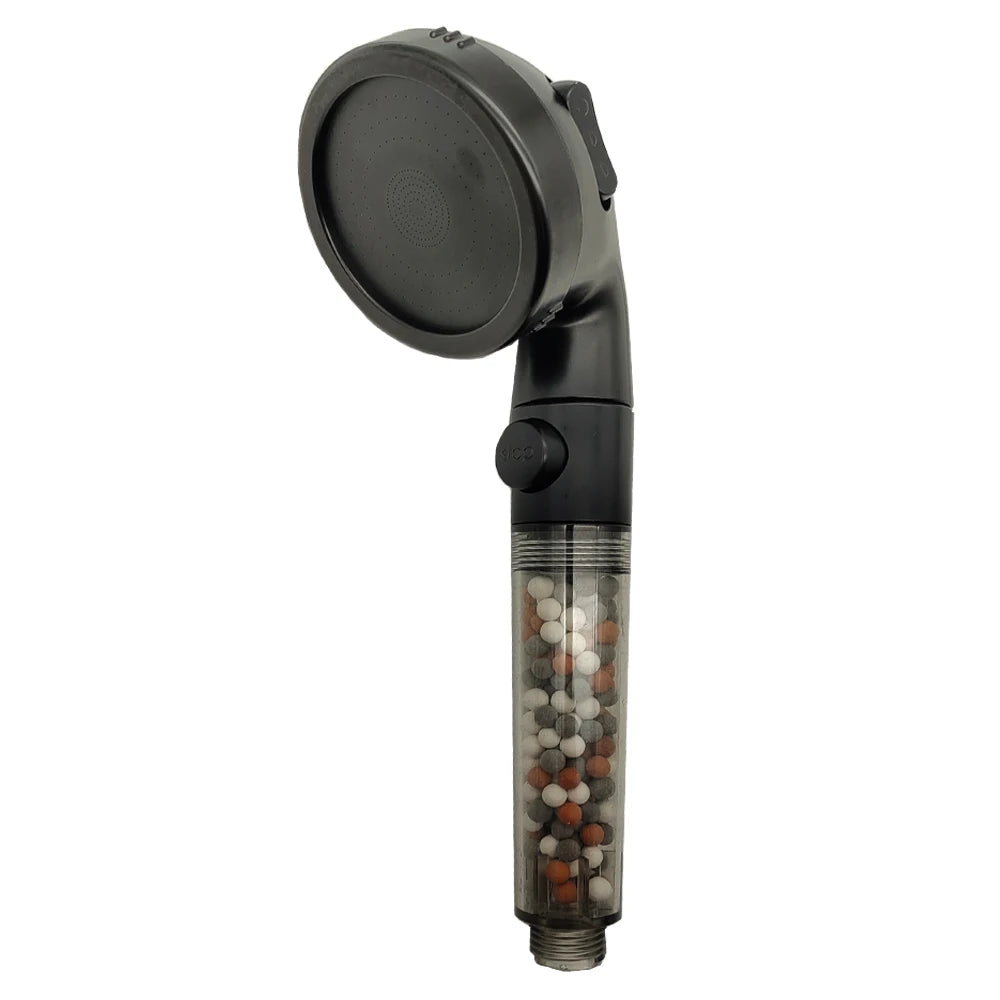 Shower Head High Pressure Water Saving with On/Off Switch Stop Button Ionic Mineral Anion 3 Modes