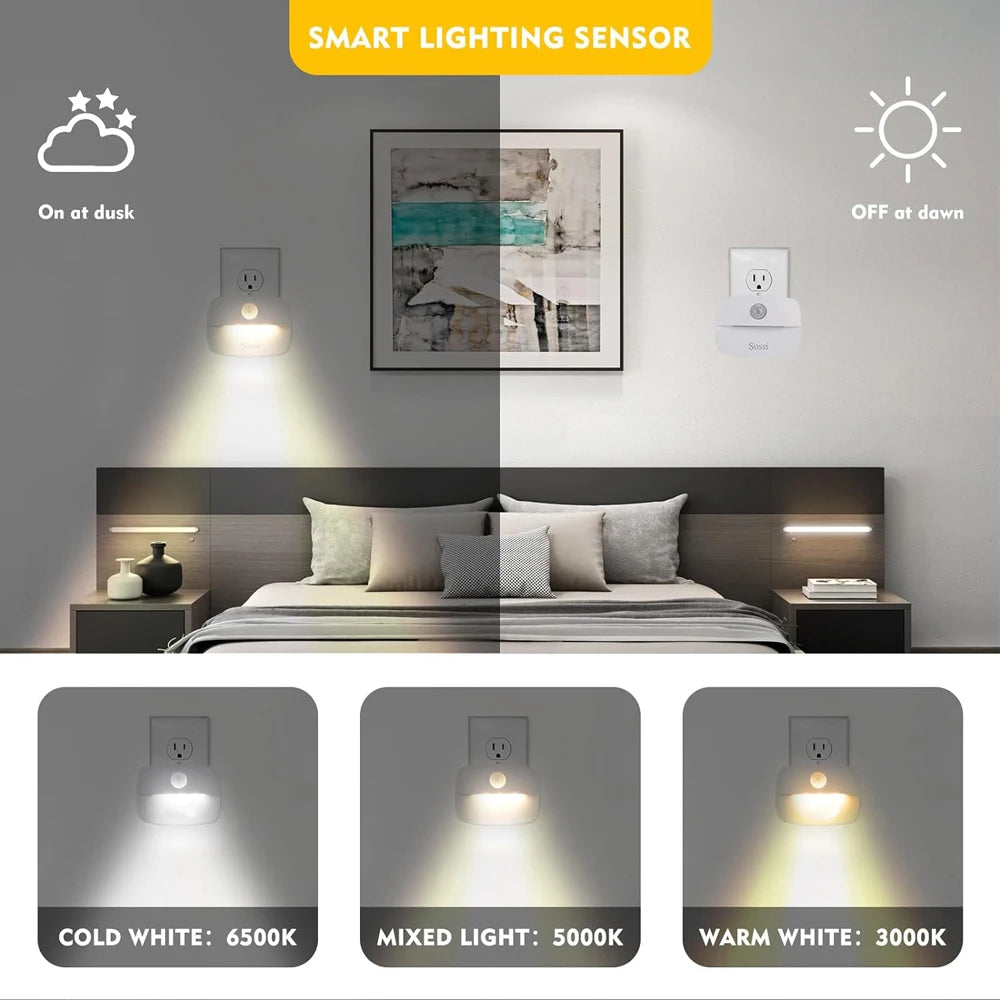 LED Night Light EU Plug In Smart Motion Sensor Light 220V Wall Lamp for Home Aisle