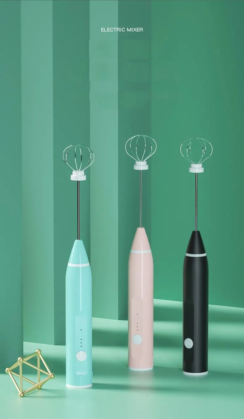 1 PCS Electric Milk Frother Portable Egg Beater USB Rechargeable