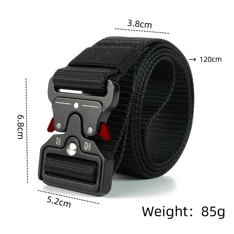 Tactical Belt Men's Outdoor Multi-Function Belt Premium Canvas/Nylon Hybrid Waistband for Hiking Travel