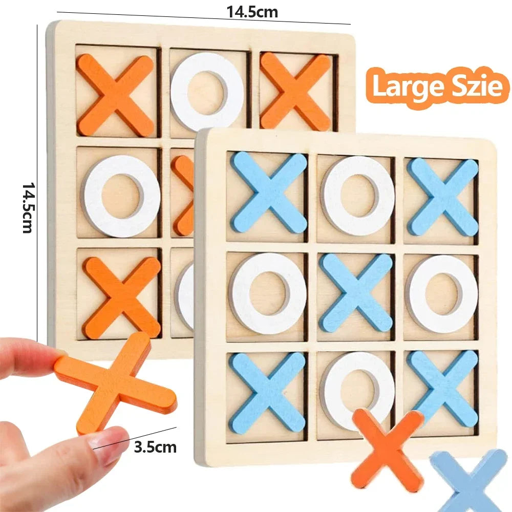 Wooden XO Tic Tac Toe Game Mini Chess Board Interaction Puzzle Training Montessori Educational Toys Gift for Kids Boy Girl