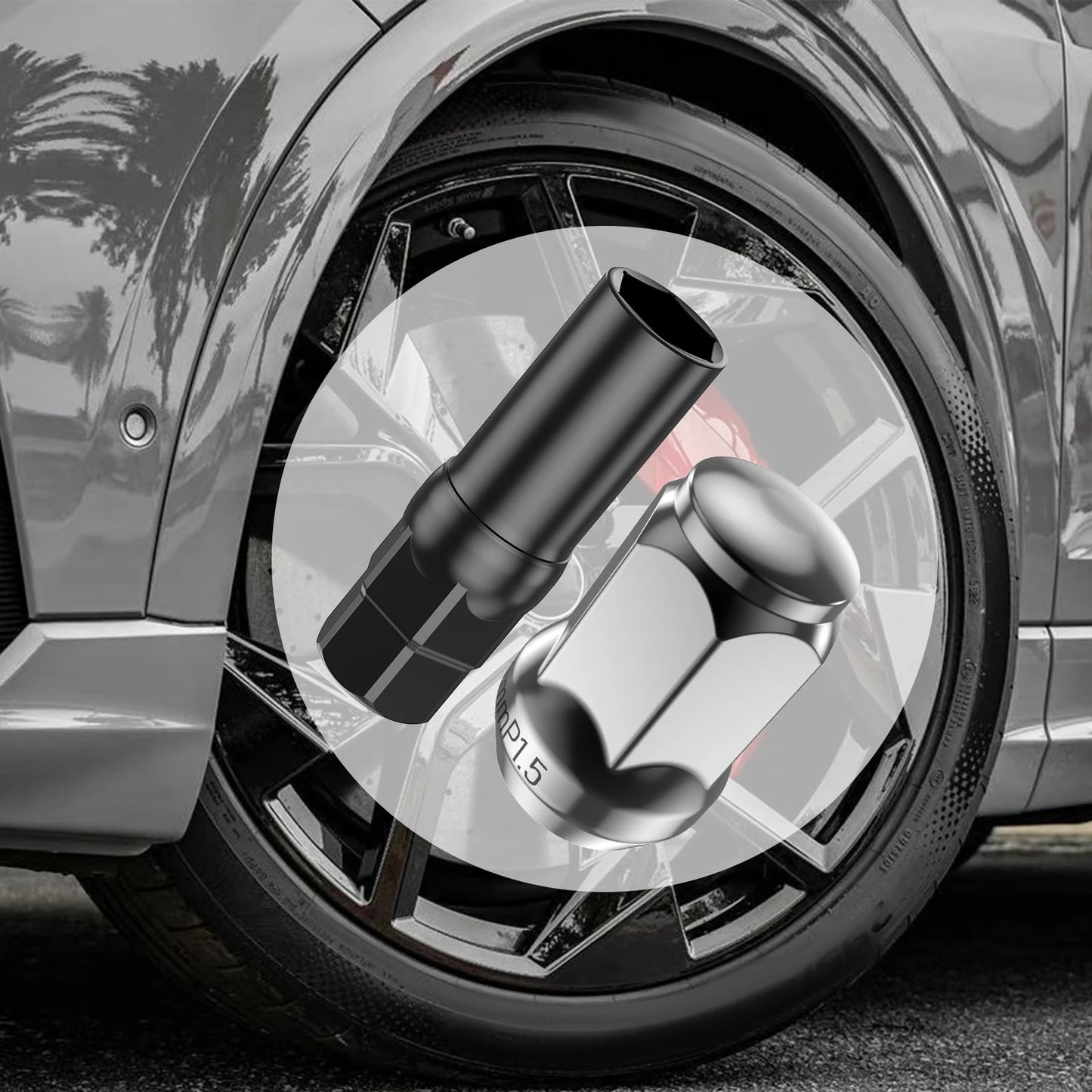 New 20Pcs Car Wheel Lug Nut Set 12mm Cold Forged Steel Black Threaded Wheel Lug Nut Auto Repair Parts For Car