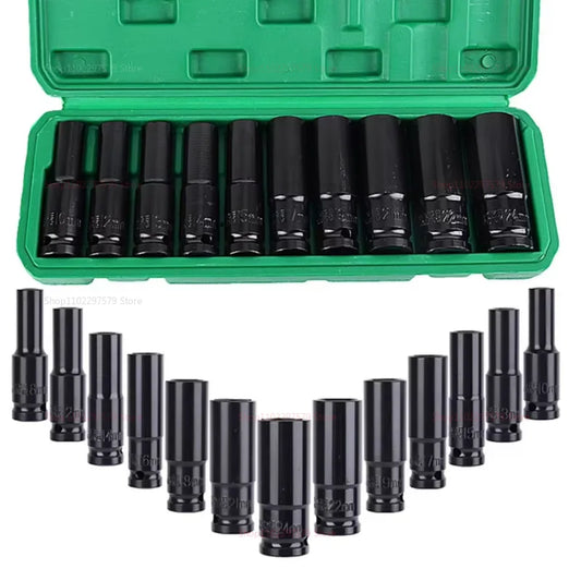 10-Piece Universal Impact Socket Wrench Set Deep Socket Kit Automotive Mechanical Repair