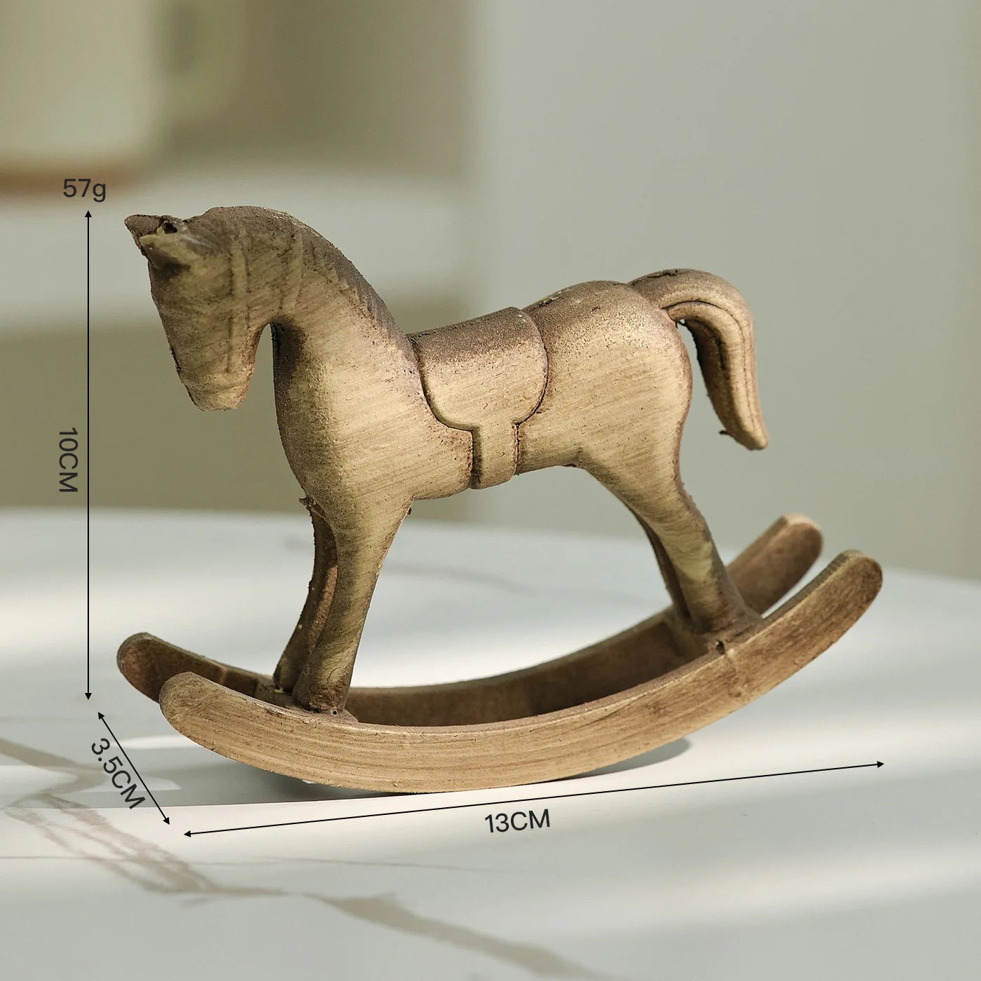 Nordic Retro Wooden Rocking Horse Ornament Desk Decor Balance Art Adornment Creative Hand Carved Animal Figurines Xmas Kids Gift