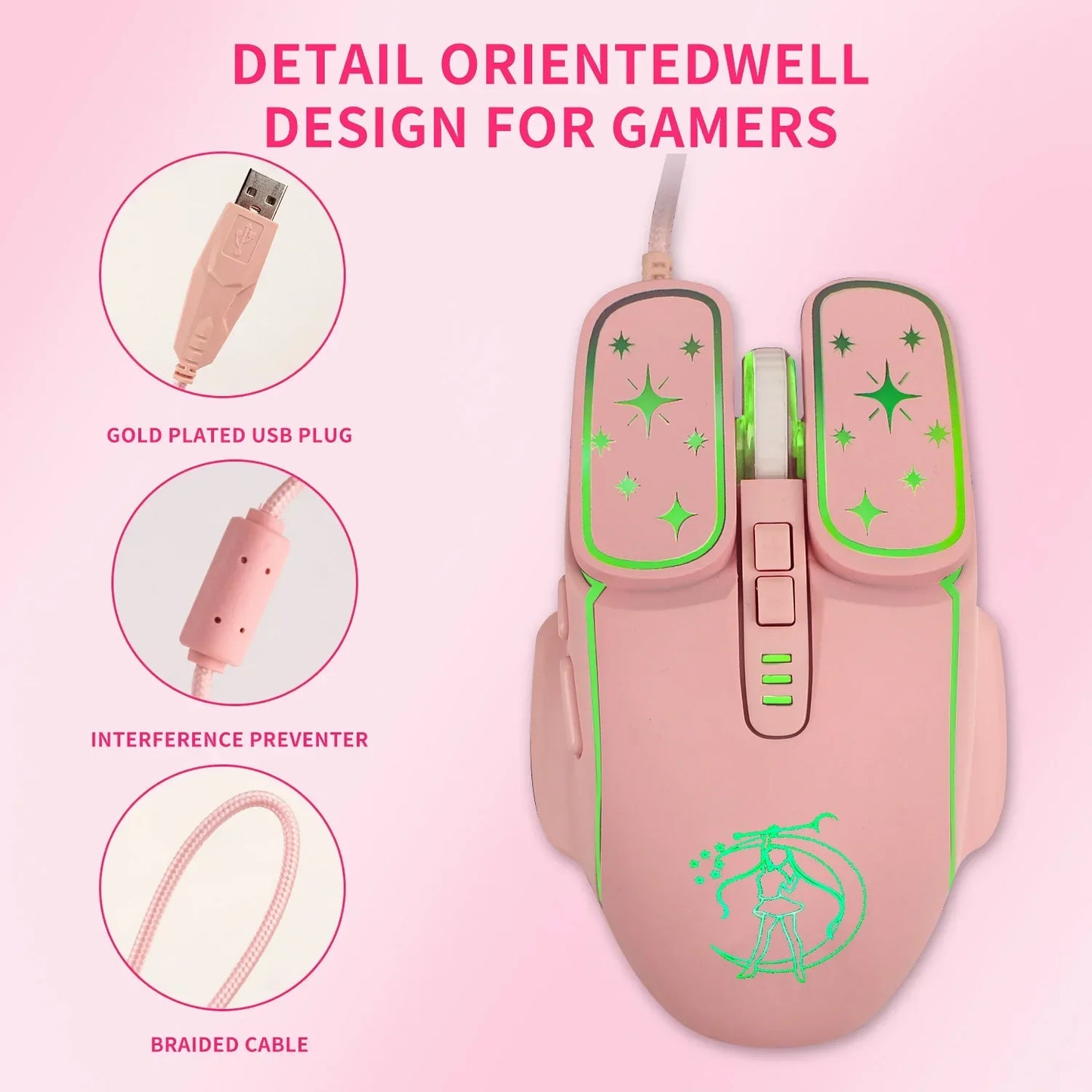 USB Gaming Mouse RGB Backlit Ergonomic Game Mice 7D Esports Wired Mouse for Laptop PC Gamer